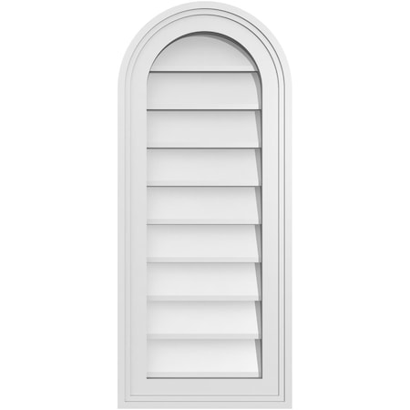 Ekena Millwork Round Top Surface Mount PVC Gable Vent w/ 2"W x 1-1/2"P Brickmould Frame, 12"W x 28"H GVPRT12X2802SN